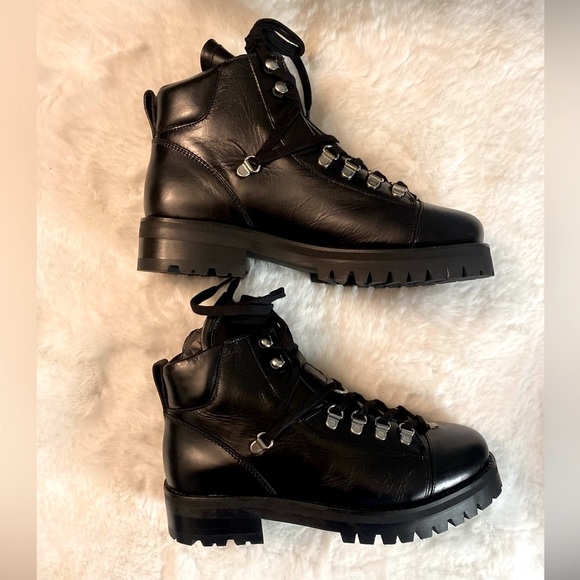 ALL SAINTS Women’s Sz 7 Lia Calf Leather Drawstring Black Combat Boots UK5 NIB - Picture 2 of 7